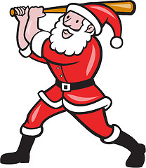 Image showing Santa Baseball Player Batting Isolated Cartoon