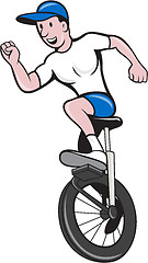 Image showing Cyclist Riding Unicycle Cartoon