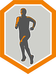 Image showing Marathon Runner Running Front Shield Retro