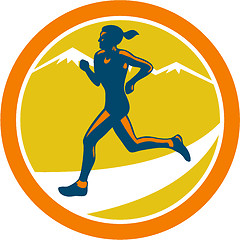 Image showing Female Triathlete Runner Running Retro