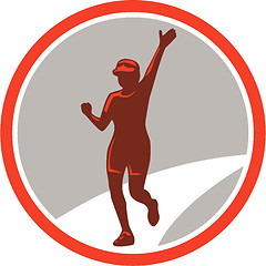 Image showing Female Marathon Runner Running Circle Retro