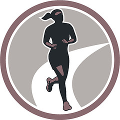 Image showing Female Marathon Runner Run Retro