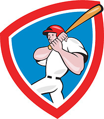Image showing Baseball Player Batting Crest Red Cartoon