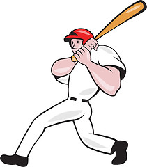 Image showing Baseball Player Batting Look Side Isolated Cartoon