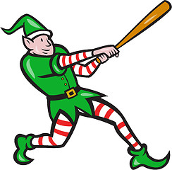 Image showing Elf Baseball Player Batting Isolated Cartoon