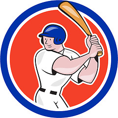 Image showing Baseball Player Batting Circle Side Cartoon