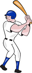 Image showing Baseball Player Batting Side Blue Isolated Cartoon