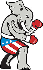 Image showing Elephant Mascot Boxer Boxing Side Cartoon