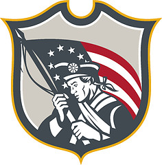 Image showing Patriot Holding American Flag Shield Retro