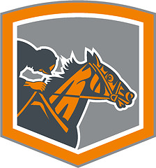 Image showing Jockey Horse Racing Shield Retro