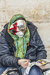 Image showing Woman Painting Masks