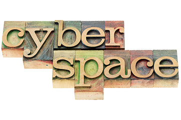 Image showing cyberspace in wood type