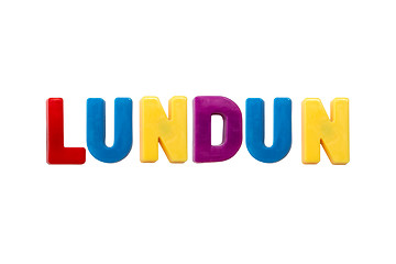 Image showing Letter magnets LUNDUN isolated on white