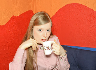 Image showing Girl with coffee