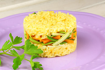 Image showing Saffron rice with crunchy vegetables