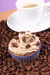 Image showing Coffee cupcake and espresso