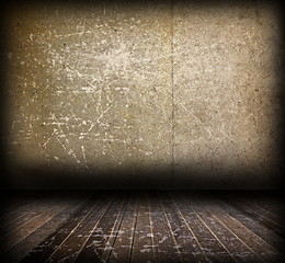 Image showing distressed interior backdrop with wood floor