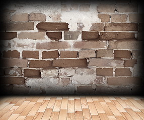 Image showing cracked brick wall on interior backdrop