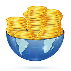 Image showing Earth with Gold Coins