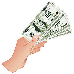 Image showing Hand with Dollar Banknotes