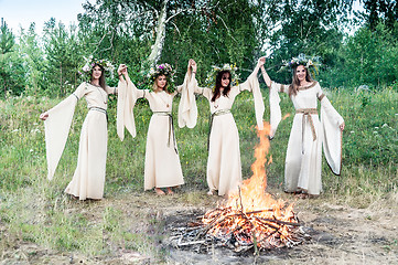 Image showing Beautiful women with flower wreath