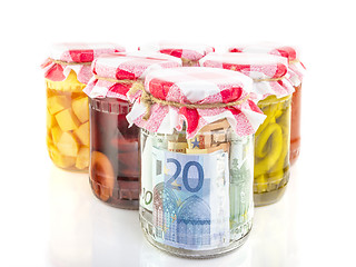 Image showing saving money in glass jar