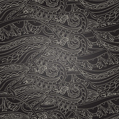 Image showing Seamless dark wave hand-drawn pattern