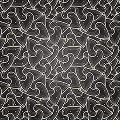 Image showing Seamless dark floral hand-drawn pattern with dots