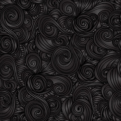 Image showing Seamless dark wave hand-drawn pattern