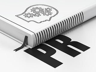 Image showing Marketing concept: book Head With Gears, PR on white background