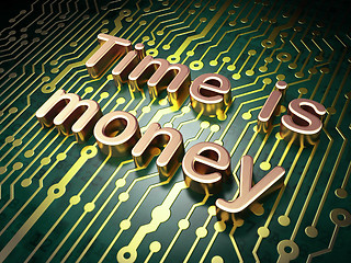 Image showing Time concept: Time is Money on circuit board background