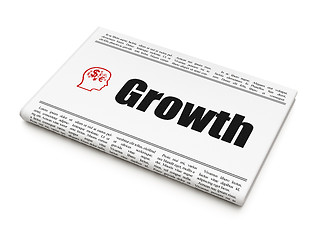 Image showing Business concept: newspaper with Growth and Head With Finance Symbol