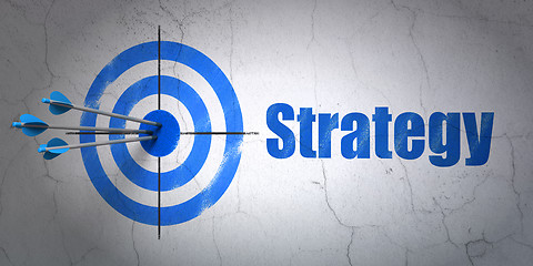 Image showing Finance concept: target and Strategy on wall background