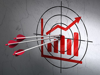 Image showing News concept: arrows in Growth Graph target on wall background