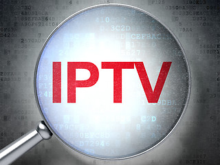 Image showing SEO web development concept: IPTV with optical glass