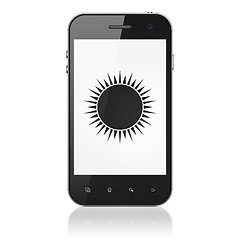 Image showing Vacation concept: Sun on smartphone