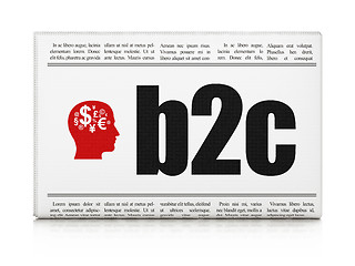 Image showing Business concept: newspaper with B2c and Head With Finance Symbol