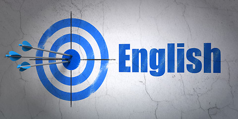 Image showing Education concept: target and English on wall background