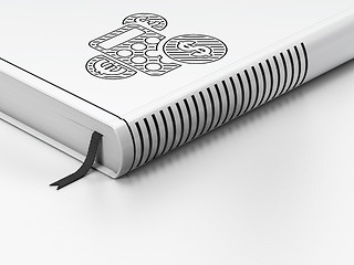 Image showing Business concept: closed book, Calculator on white background