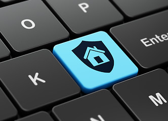 Image showing Finance concept: Shield on computer keyboard background