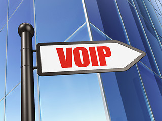 Image showing Web development concept: sign VOIP on Building background