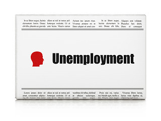 Image showing Finance concept: newspaper with Unemployment and Head