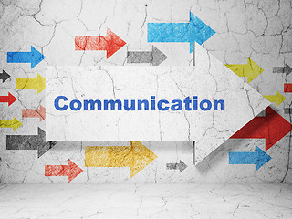 Image showing Advertising concept: arrow with Communication on grunge wall background