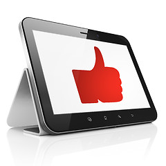 Image showing Social media concept: Thumb Up on tablet pc computer