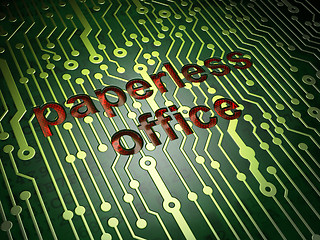 Image showing Business concept: Paperless Office on circuit board background
