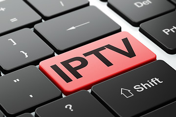 Image showing Web design concept: IPTV on computer keyboard background