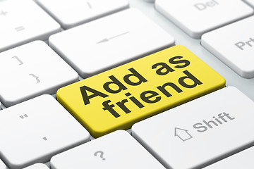 Image showing Social media concept: Add as Friend on computer keyboard background