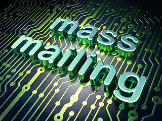 Image showing Advertising concept: Mass Mailing on circuit board background