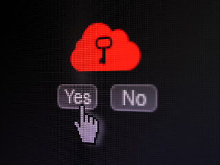 Image showing Cloud networking concept: Cloud With Key on digital computer screen