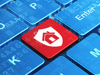 Image showing Business concept: Shield on computer keyboard background